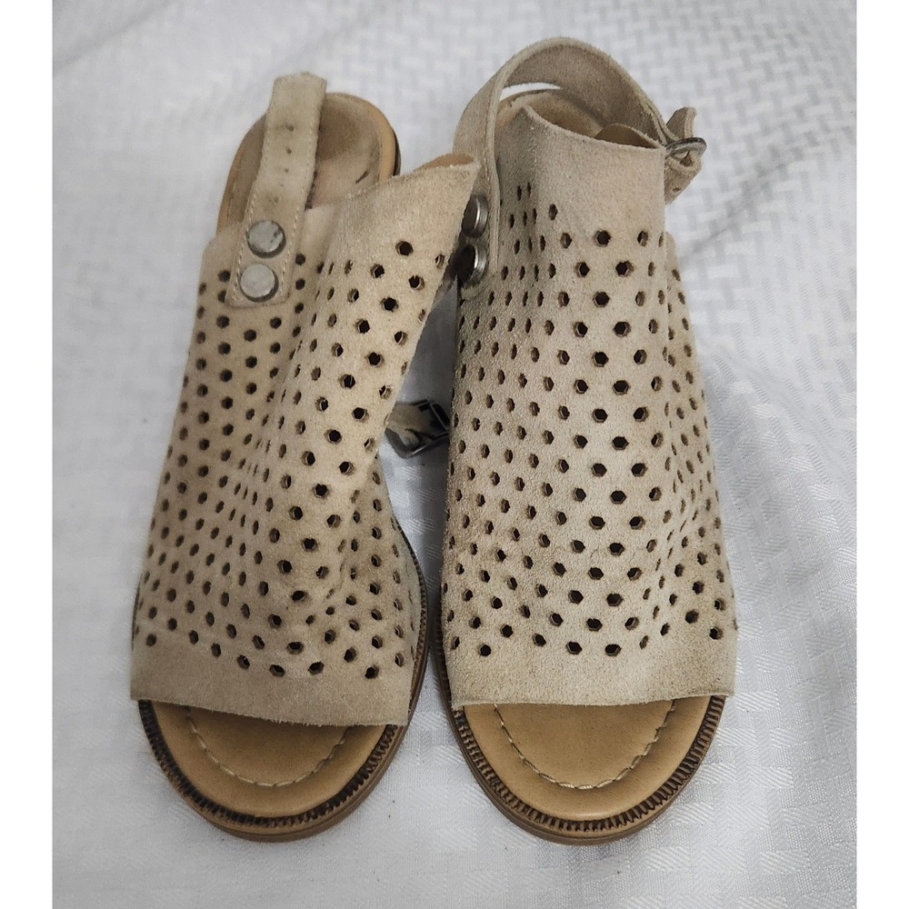 Barbara Barbieri Beige Perforated Slingback Heeled Sandals Women's Size 10